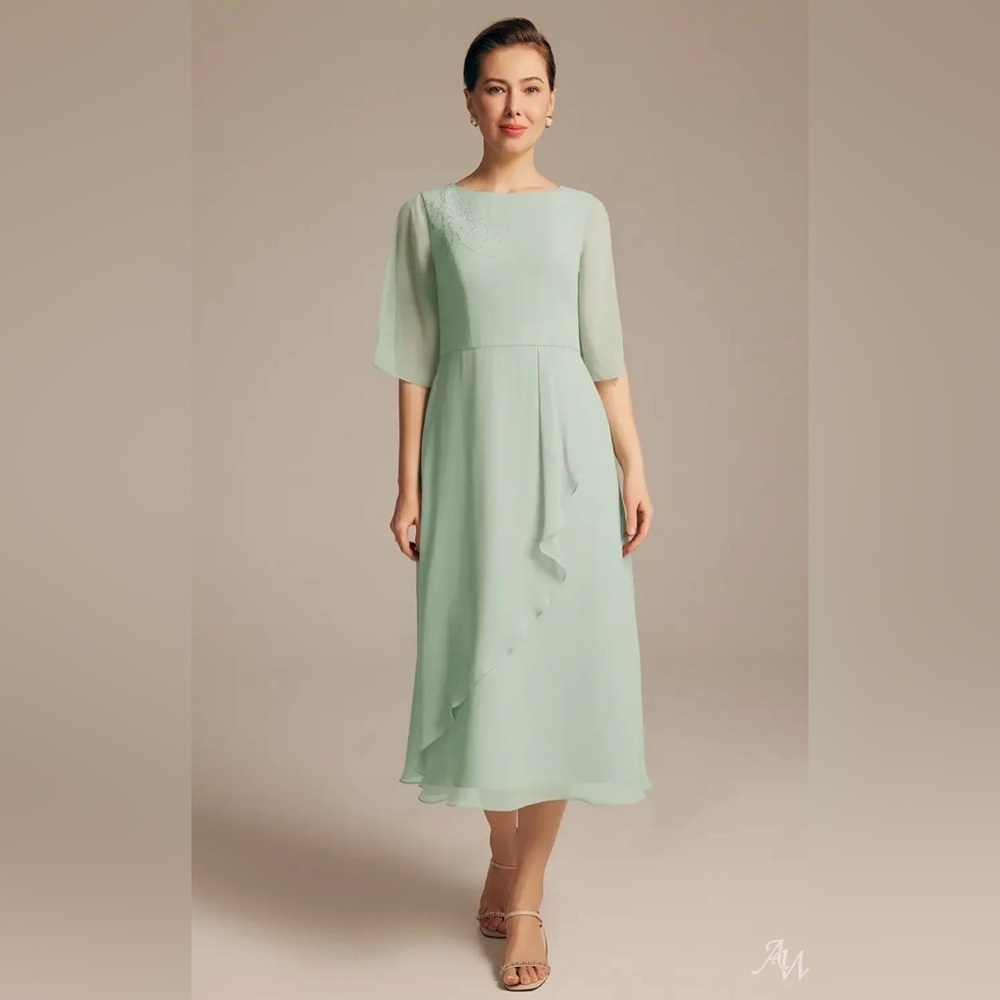 AW BRIDAL TANYA Elegant Sage green Midi DRESS Sz 18